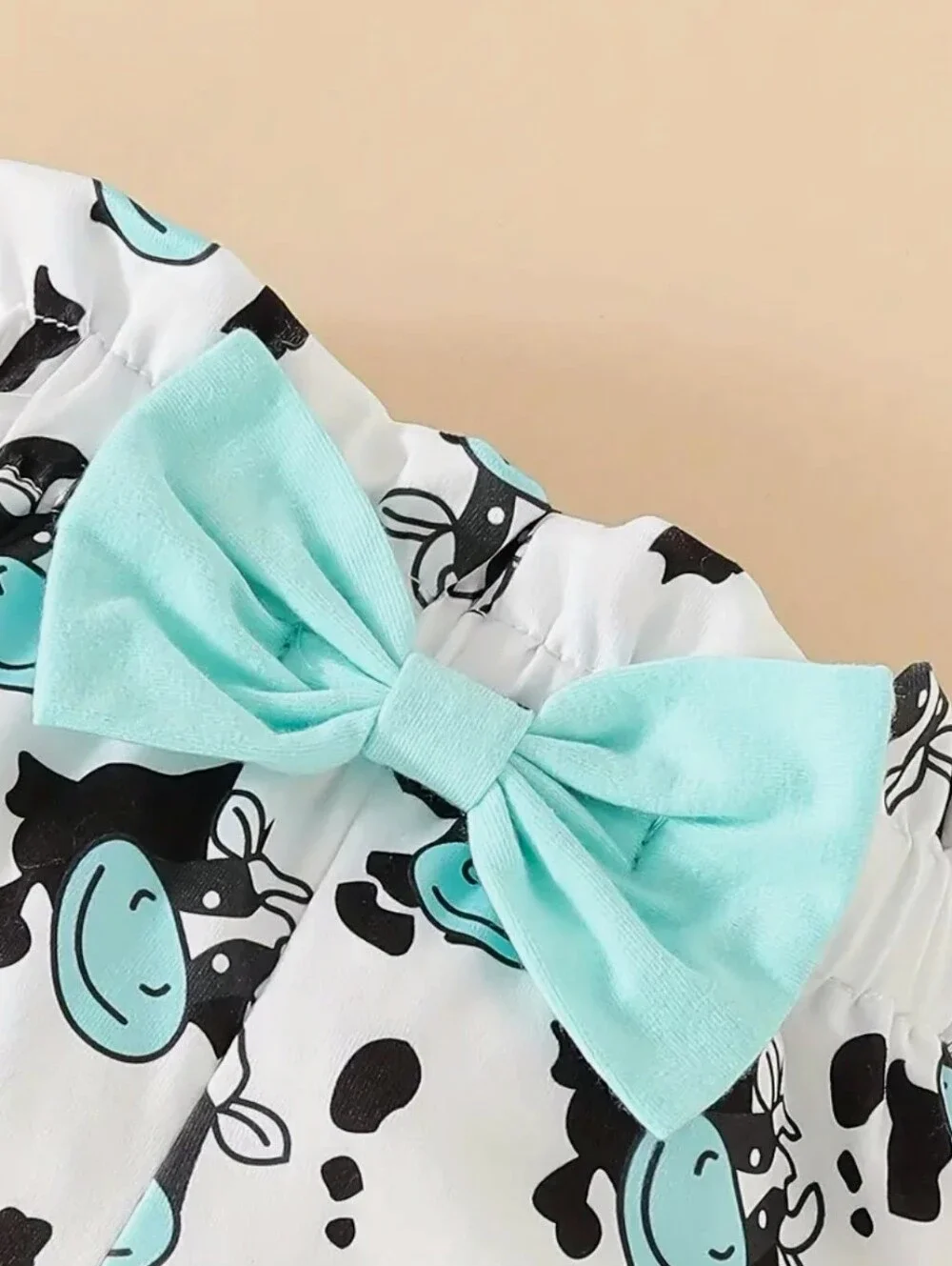 Mint Cow Graphic Baby Onesie & Shorts Set